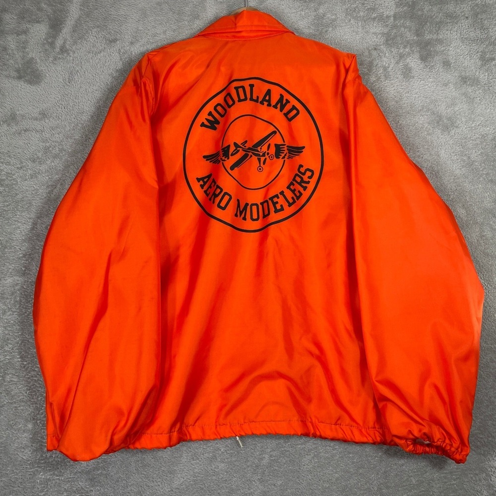 Gem‎ Sportswear Coach Jacket Mens 2XL Orange Woodland Aero Modelers Vintage USA